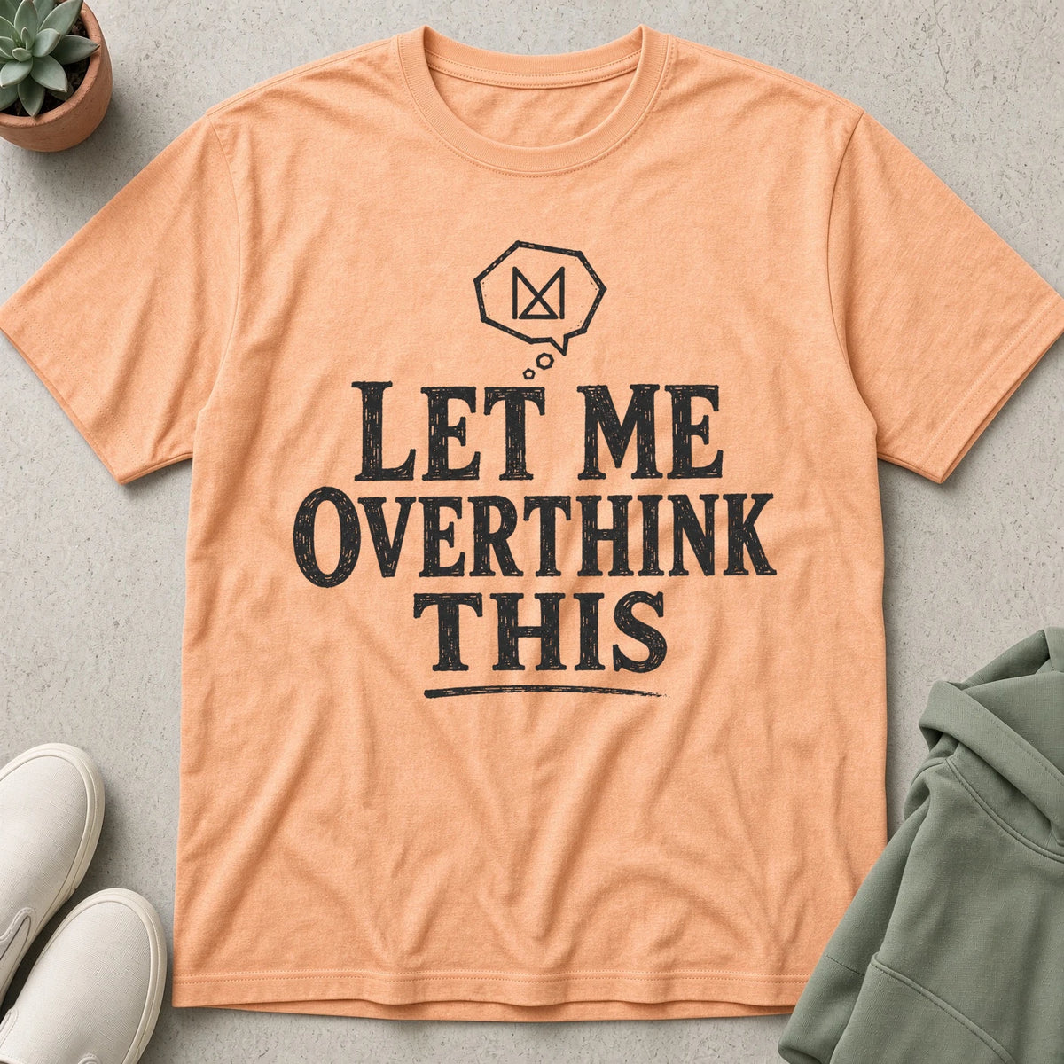 Let Me Overthink This T-Shirt in Heather Peach