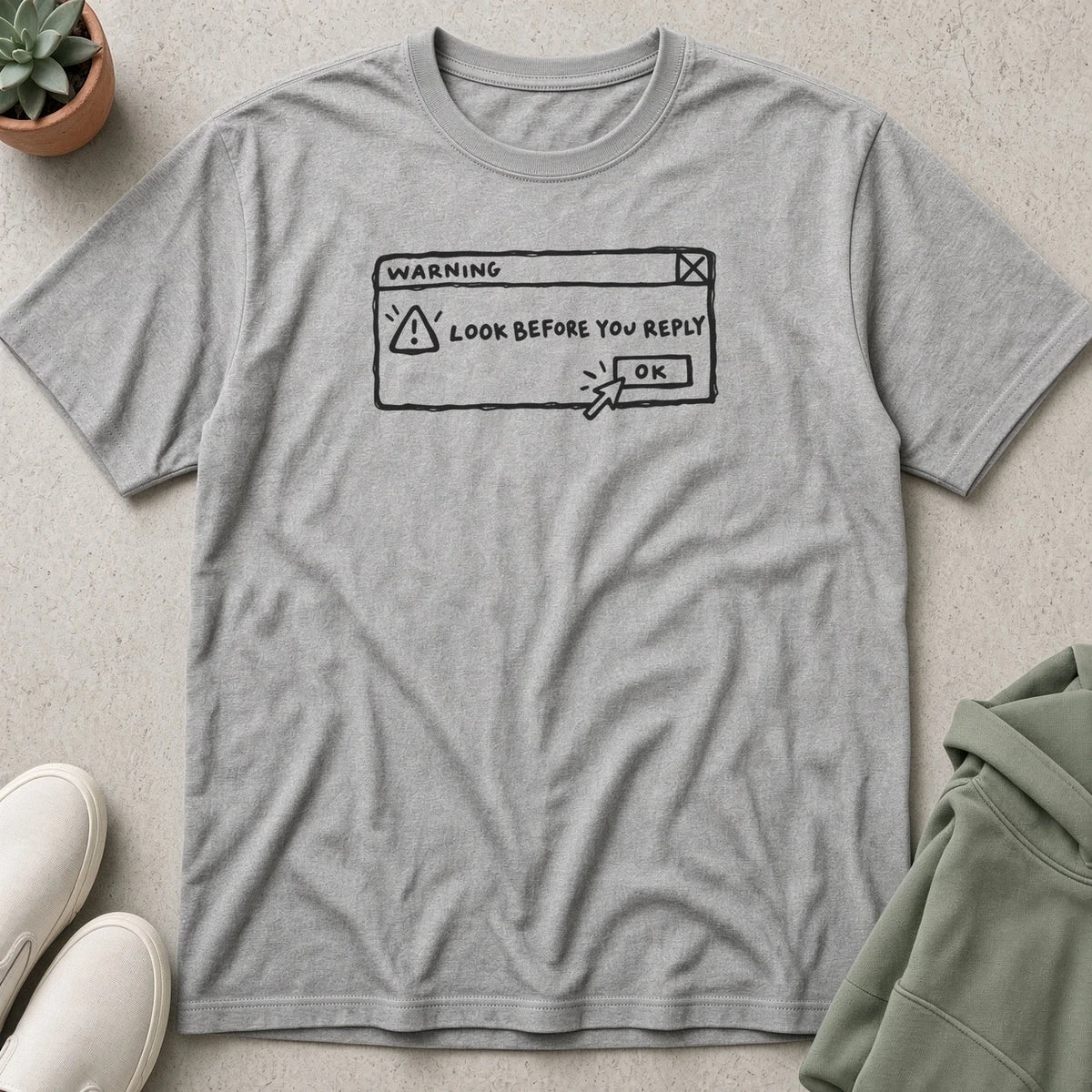 Look Before You Reply T-Shirt in Athletic Heather